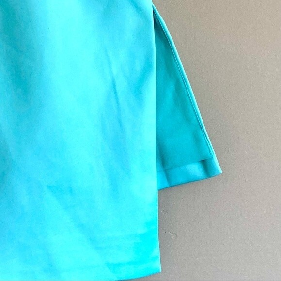 NEW For Love & Lemons Marie Asymmetrical Satin Aqua Side Slit Mini Skirt Size XS - Picture 6 of 15